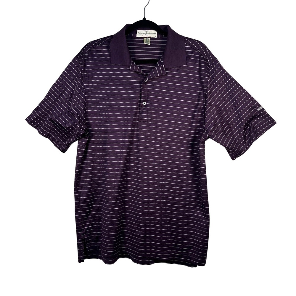 Fairway & Greene Polo Shirt Mens Purple Striped Mercerized Cotton Golf Size  M
